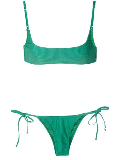 Shop Amir Slama Ribbed Bikini Set In Green