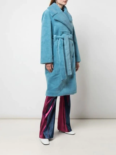 Shop Stine Goya Happy Faux Fur Coat In Blue