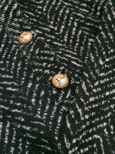 Shop Dolce & Gabbana Chevron Patterned Logo Button Cardigan In Black