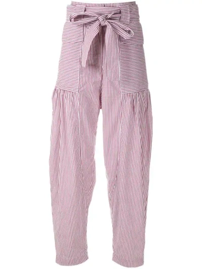 Shop Andrea Bogosian Striped Relaxed Fit Trousers In White