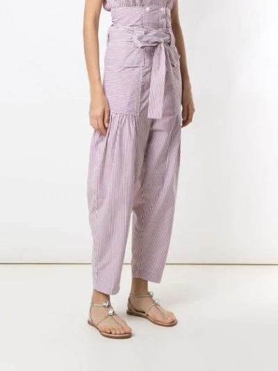 Shop Andrea Bogosian Striped Relaxed Fit Trousers In White