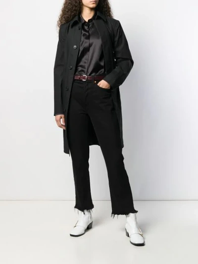 Saint Laurent Belted Car Coat In Black