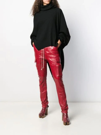 Shop Rick Owens Larry Leather Cargo Trousers In Red