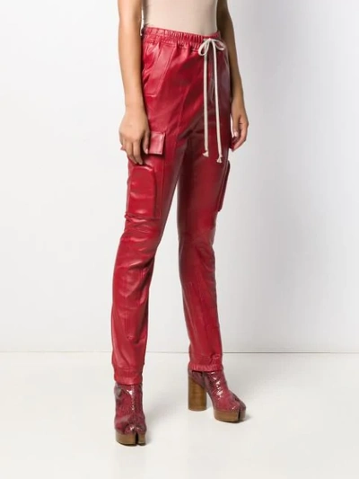 Shop Rick Owens Larry Leather Cargo Trousers In Red