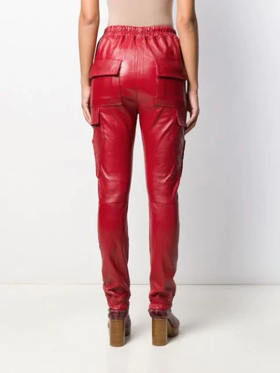 Shop Rick Owens Larry Leather Cargo Trousers In Red