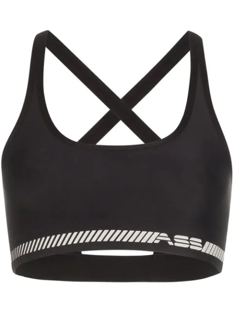 black cross back sports bra