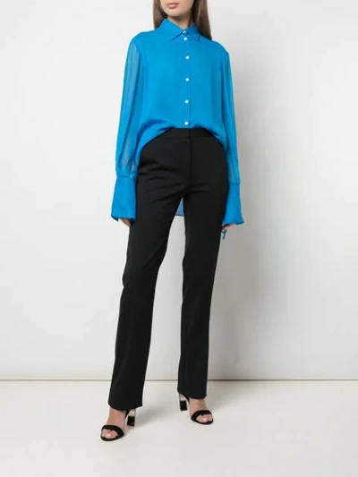 Shop Carolina Herrera Ruffled Shirt In Blue