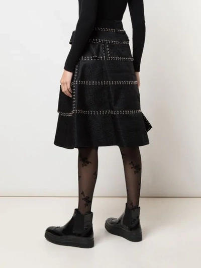 Shop Comme Des Garçons Stitch-detail Flared Skirt In Black