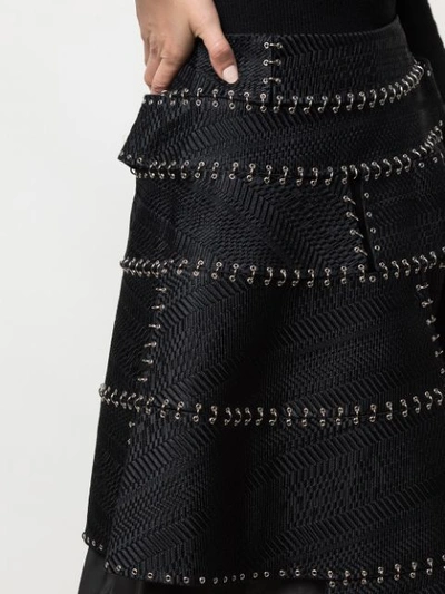Shop Comme Des Garçons Stitch-detail Flared Skirt In Black