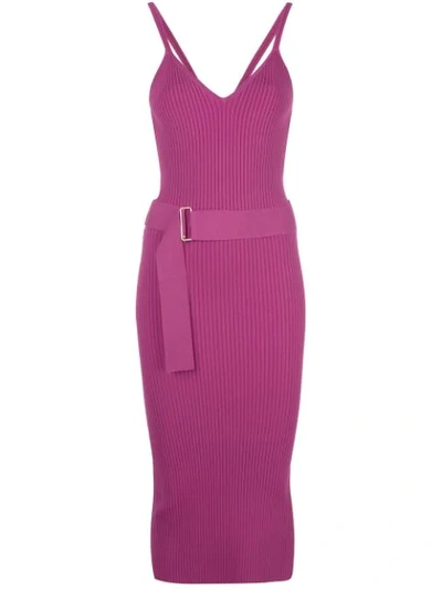 Shop Nicholas Ribbed Design Dress In Purple
