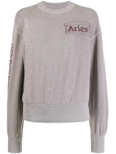 Shop Aries Column Logo Crew In 120 Pink Marl