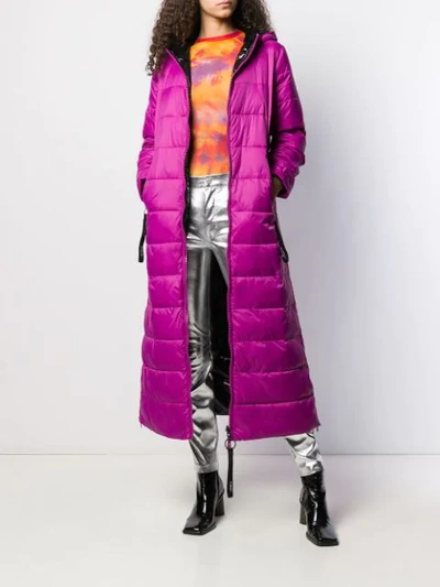 Shop Pinko Hooded Padded Coat In Purple
