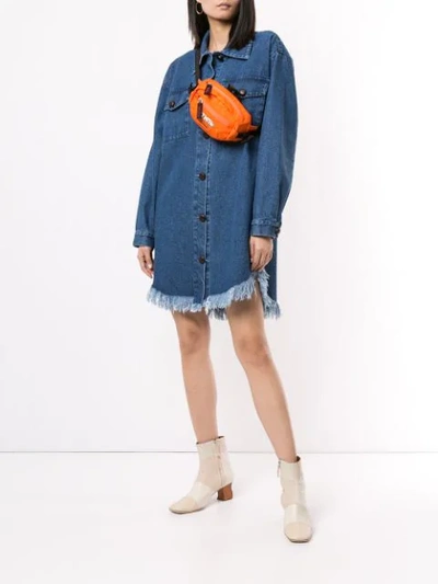 Shop Kseniaschnaider Frayed Hem Dress In Blue