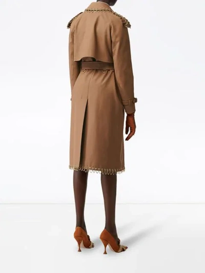 Shop Burberry Chain Detail Cotton Gabardine Trench Coat In Brown