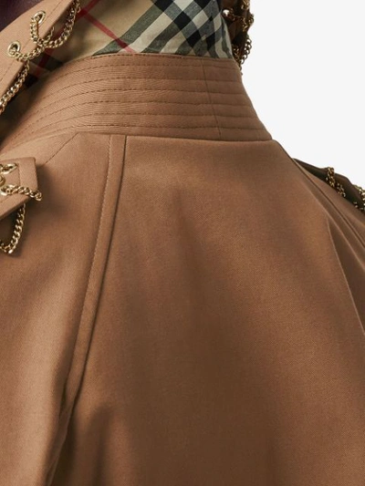 Shop Burberry Chain Detail Cotton Gabardine Trench Coat In Brown