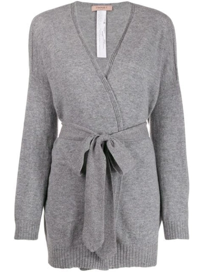 Shop Twinset Wrap Cardigan In Grey