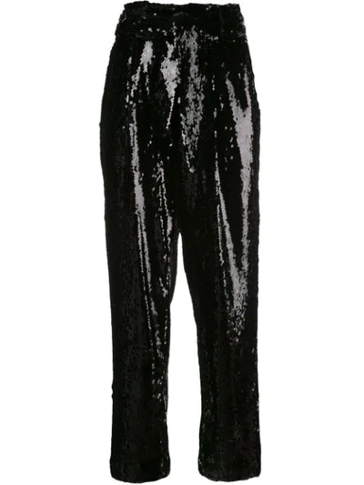 SEQUINED HIGH-WAISTED TROUSERS
