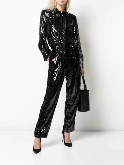 SEQUINED HIGH-WAISTED TROUSERS