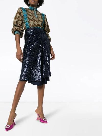 Shop Sies Marjan Sequin Wrap-front Skirt In Blue
