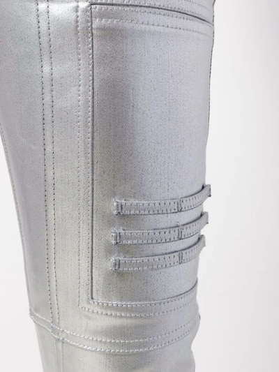 Shop Rick Owens Drkshdw Polished Effect Skinny Trousers In Metallic