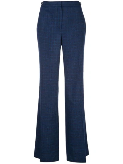 Shop Gabriela Hearst Check Flared Trousers In Blue