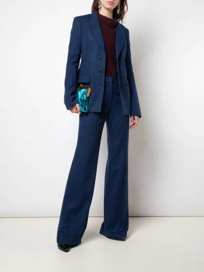 Shop Gabriela Hearst Check Flared Trousers In Blue