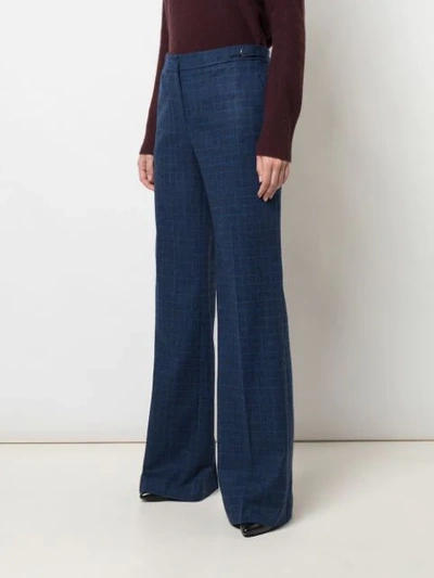 Shop Gabriela Hearst Check Flared Trousers In Blue