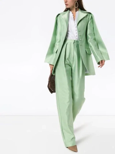 Shop Aleksandre Akhalkatsishvili Double Sleeve Tailored Blazer In Green