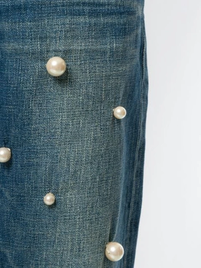 Shop Tu Es Mon Tresor Big Pearl Boyfriend Jeans In Blue