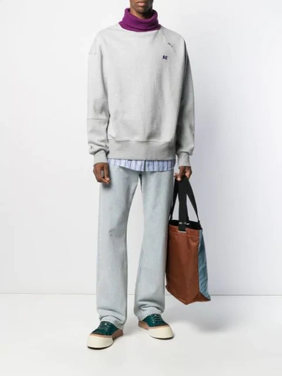 Ader Error Contrast-rollneck Sweatshirt In Grey
