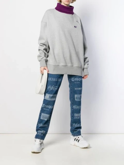 Ader Error Contrast-rollneck Sweatshirt In Grey