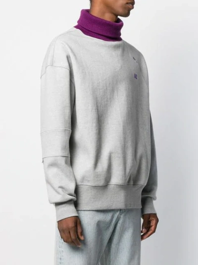 Shop Ader Error Contrast-rollneck Sweatshirt In Grey