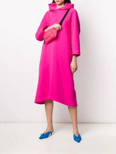 Shop Balenciaga Cocoon Hooded Asymmetric Dress In Pink