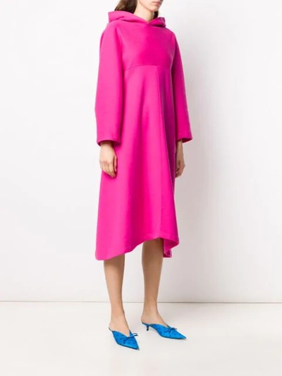 Shop Balenciaga Cocoon Hooded Asymmetric Dress In Pink