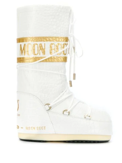 Shop Moon Boot Crocodile-effect Snow Boots In White