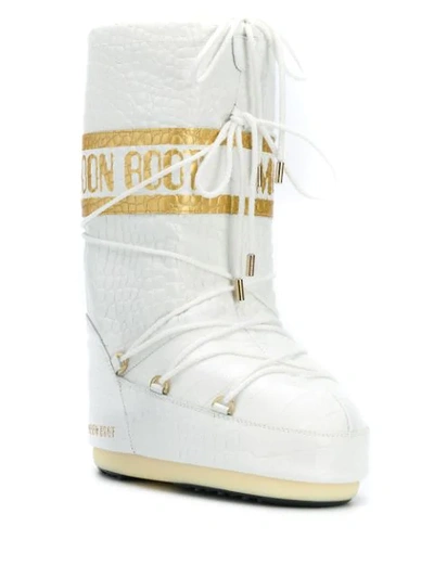 Shop Moon Boot Crocodile-effect Snow Boots In White