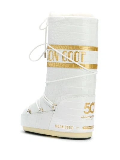 Shop Moon Boot Crocodile-effect Snow Boots In White