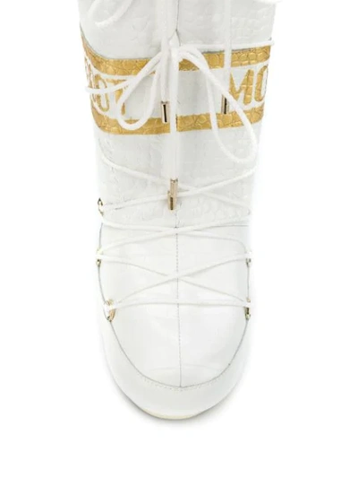 Shop Moon Boot Crocodile-effect Snow Boots In White