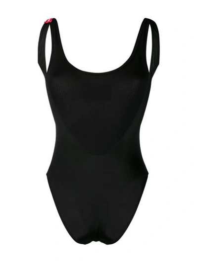 Shop Diesel Double Logo Print Swimsuit In Black