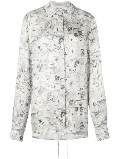 Shop Off-white Sketch Print Mid-length Shirt In White