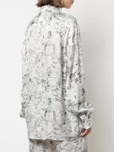 Shop Off-white Sketch Print Mid-length Shirt In White