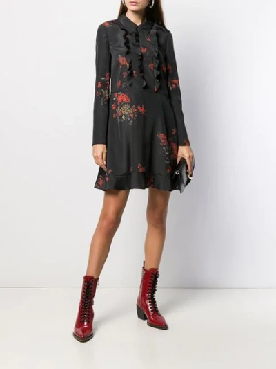 Shop Red Valentino Red(v) Floral Print Mini Dress In Black