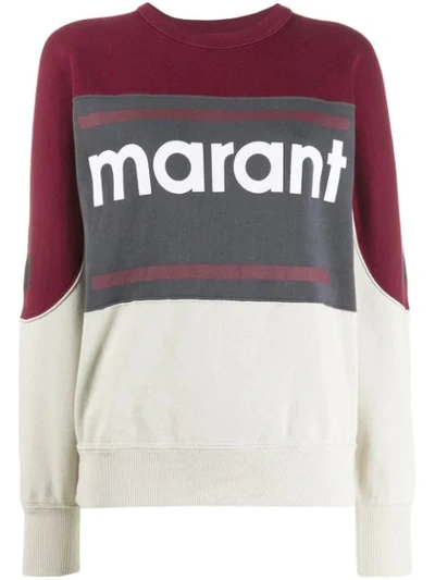 Shop Isabel Marant Panelled Logo Print Sweatshirt In Red