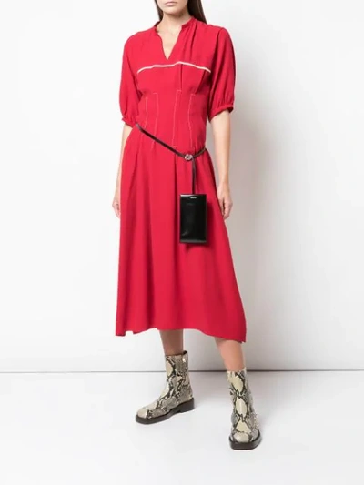 Shop Marni Flared Midi Dress In Red