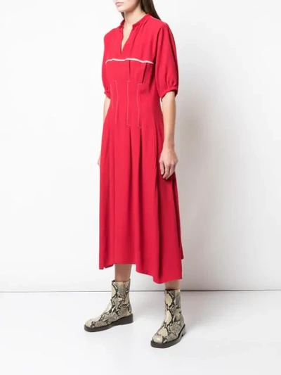 Shop Marni Flared Midi Dress In Red