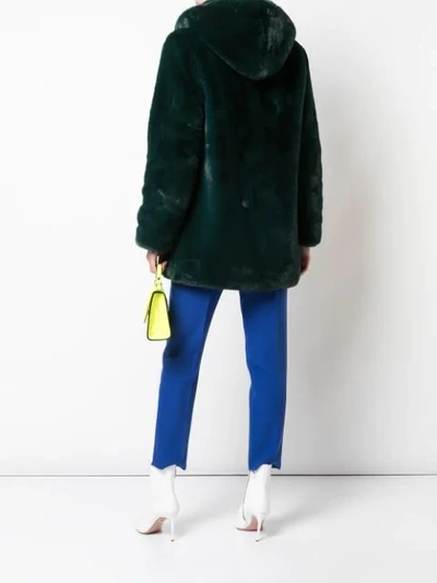 Shop Apparis Marie Hooded Faux-fur Coat In Green