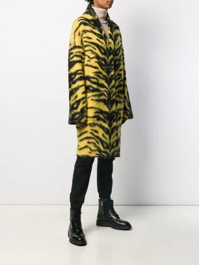 Shop Laneus Animal Print Cardi-coat In Yellow