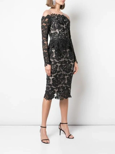 Shop Nha Khanh Lace Off-the-shoulder Dress In Black