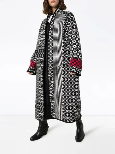 Shop Haider Ackermann Oversized Mixed Pattern Long Coat In Black