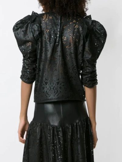 Shop Andrea Bogosian Popstar Leather Blouse In Black